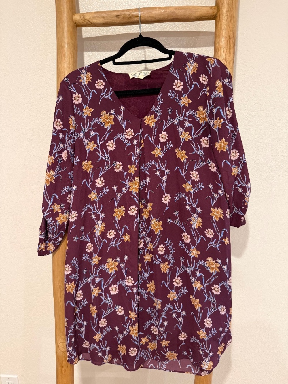 Purple floral long sleeve dress
